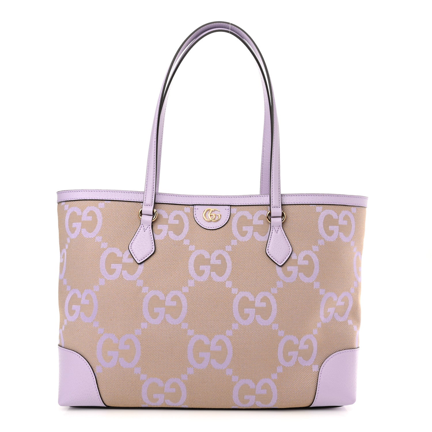 Gucci Monogram Jumbo GG Textured Dollar Calfskin Medium Ophidia Shopping Tote Beige Lapis 1 of 11