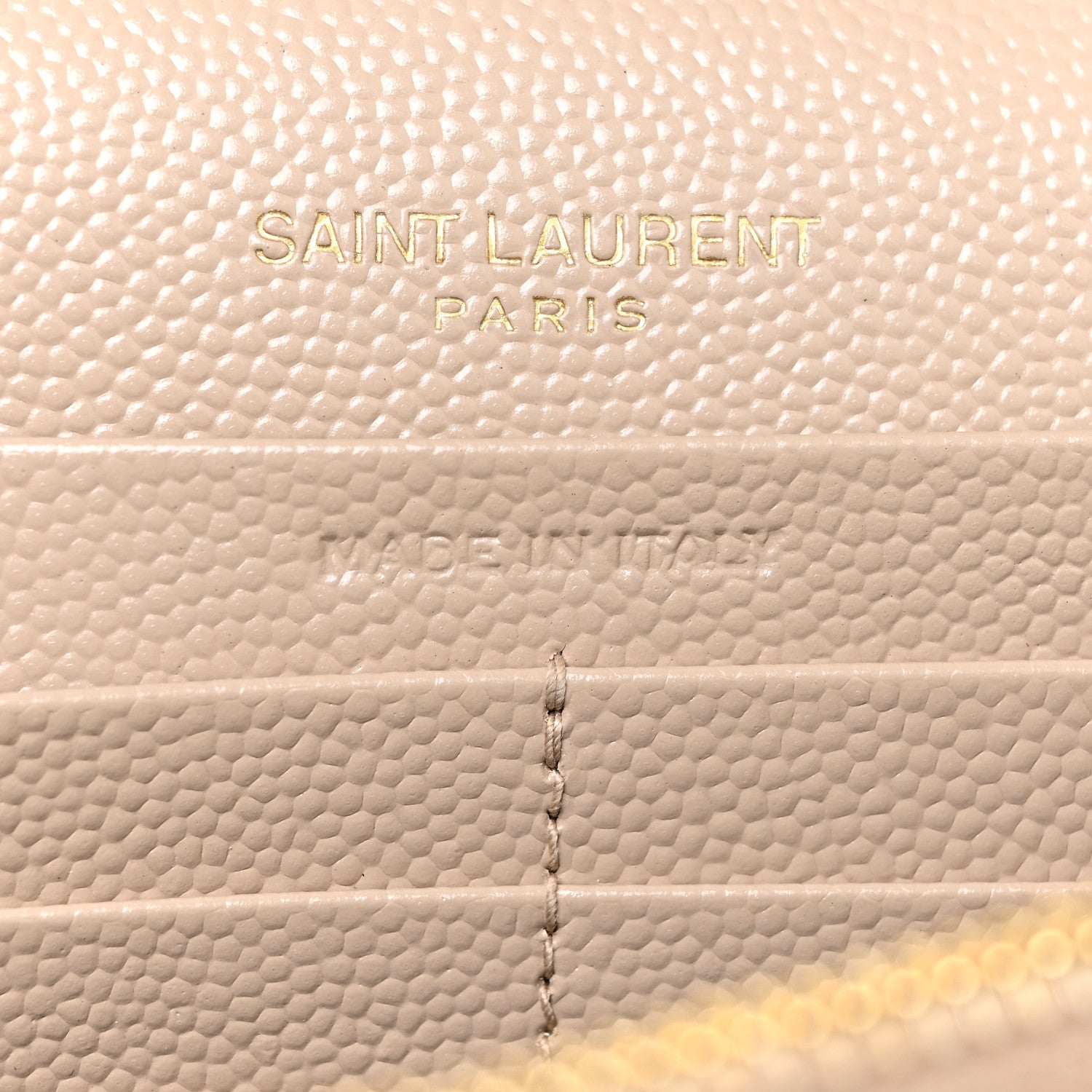 Saint Laurent Grain De Poudre Matelasse Chevron Monogram Chain Wallet Dark Beige 8 of 12