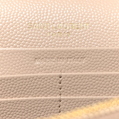 Saint Laurent Grain De Poudre Matelasse Chevron Monogram Chain Wallet Dark Beige 8 of 12