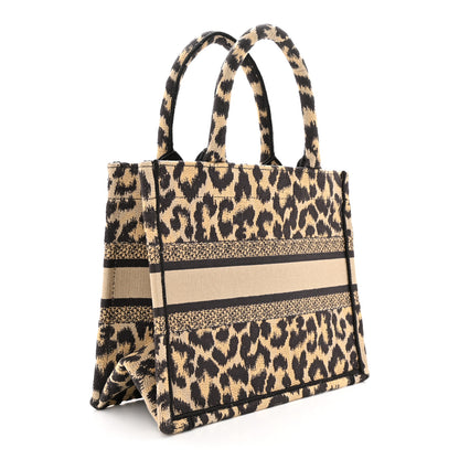 Christian Dior Canvas Mizza Embroidered Small Leopard Book Tote Beige 3 of 14