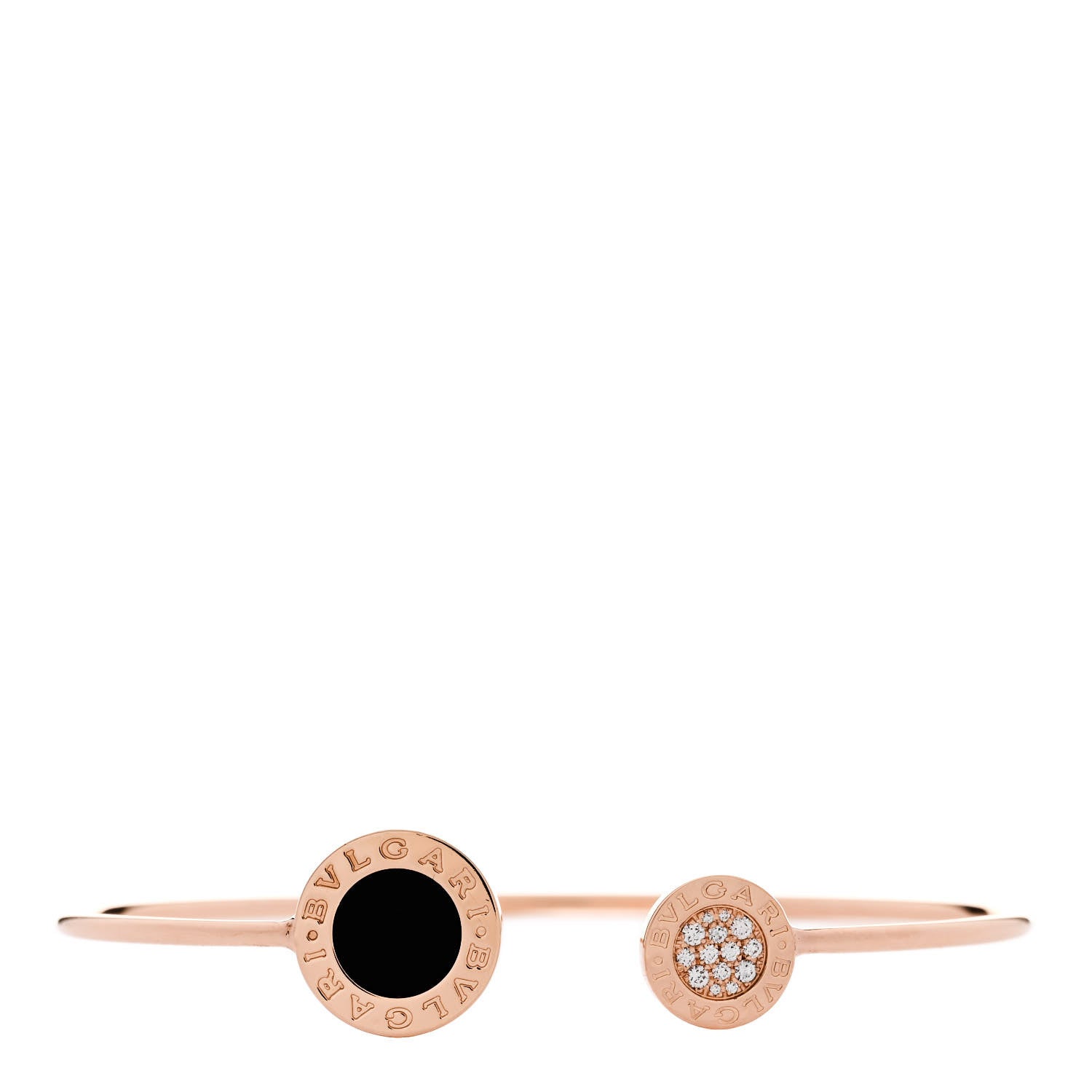 Bulgari 18K Rose Gold Diamond Onyx BVLGARI BVLGARI Cuff Bracelet M 1 of 4