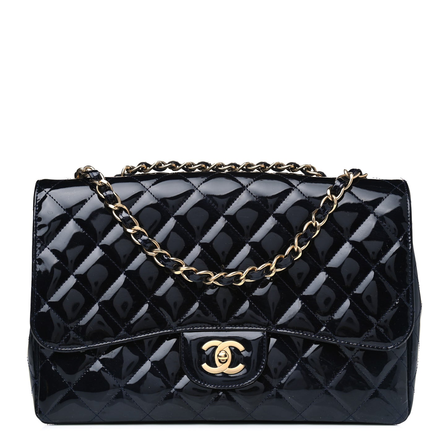 Patent Quilted Mobile Art Jumbo Single Flap Navy