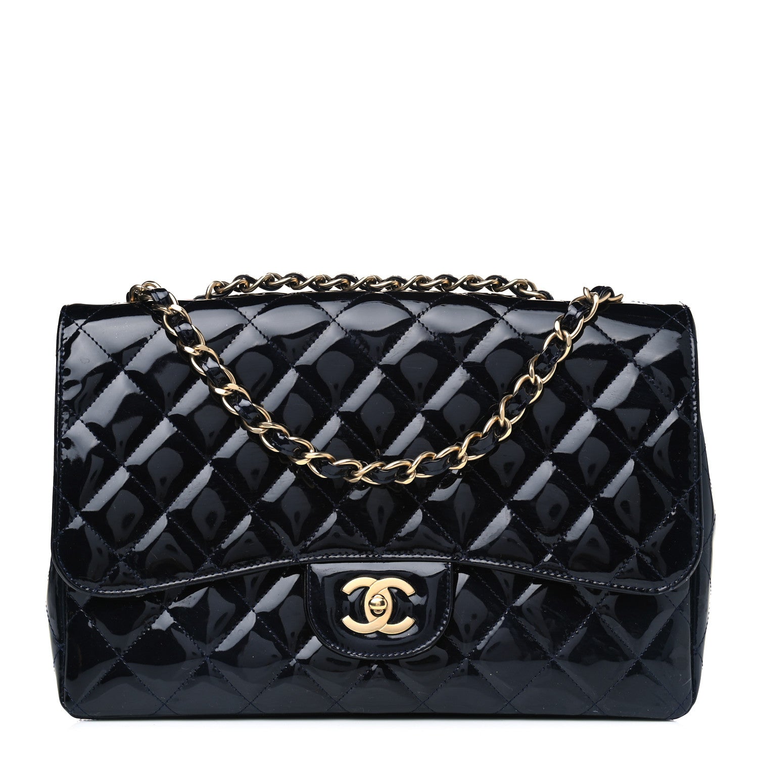 Chanel Patent Quilted Mobile Art Jumbo Single Flap Navy 1 of 7