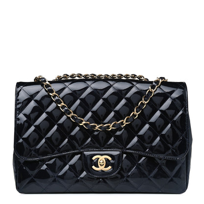 Chanel Patent Quilted Mobile Art Jumbo Single Flap Navy 1 of 7