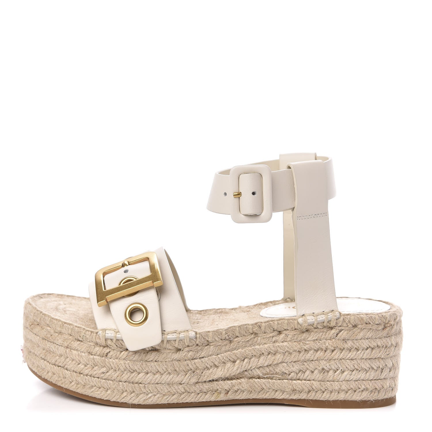 Christian Dior Calfskin D-Dior Espadrille Platform Sandals 37 White 1 of 9
