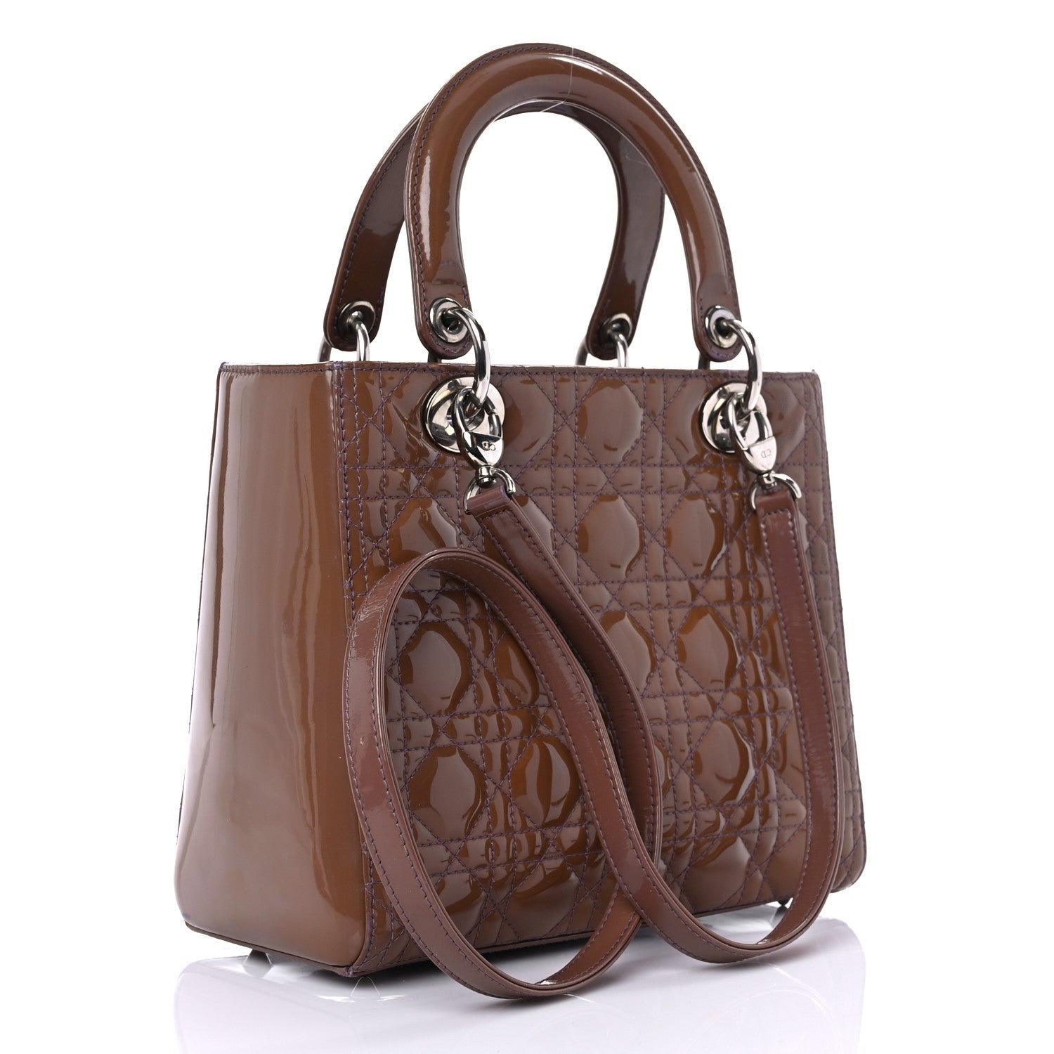 Christian Dior Patent Cannage Medium Lady Dior Brown 3 of 20