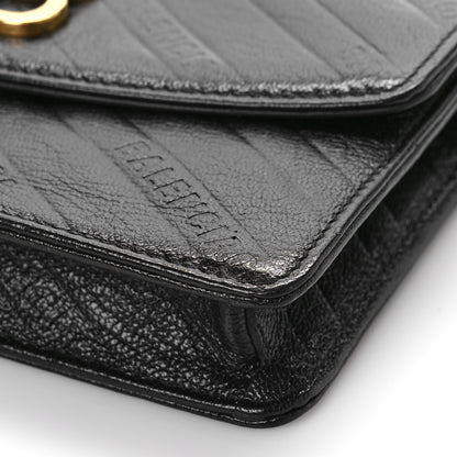 Balenciaga Shiny Goatskin Logo Embossed BB Wallet On Chain Black 7 of 11