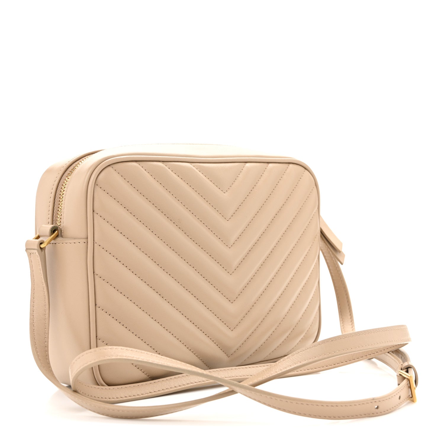 Saint Laurent Calfskin Matelasse Monogram Lou Camera Bag Dark Beige 3 of 12