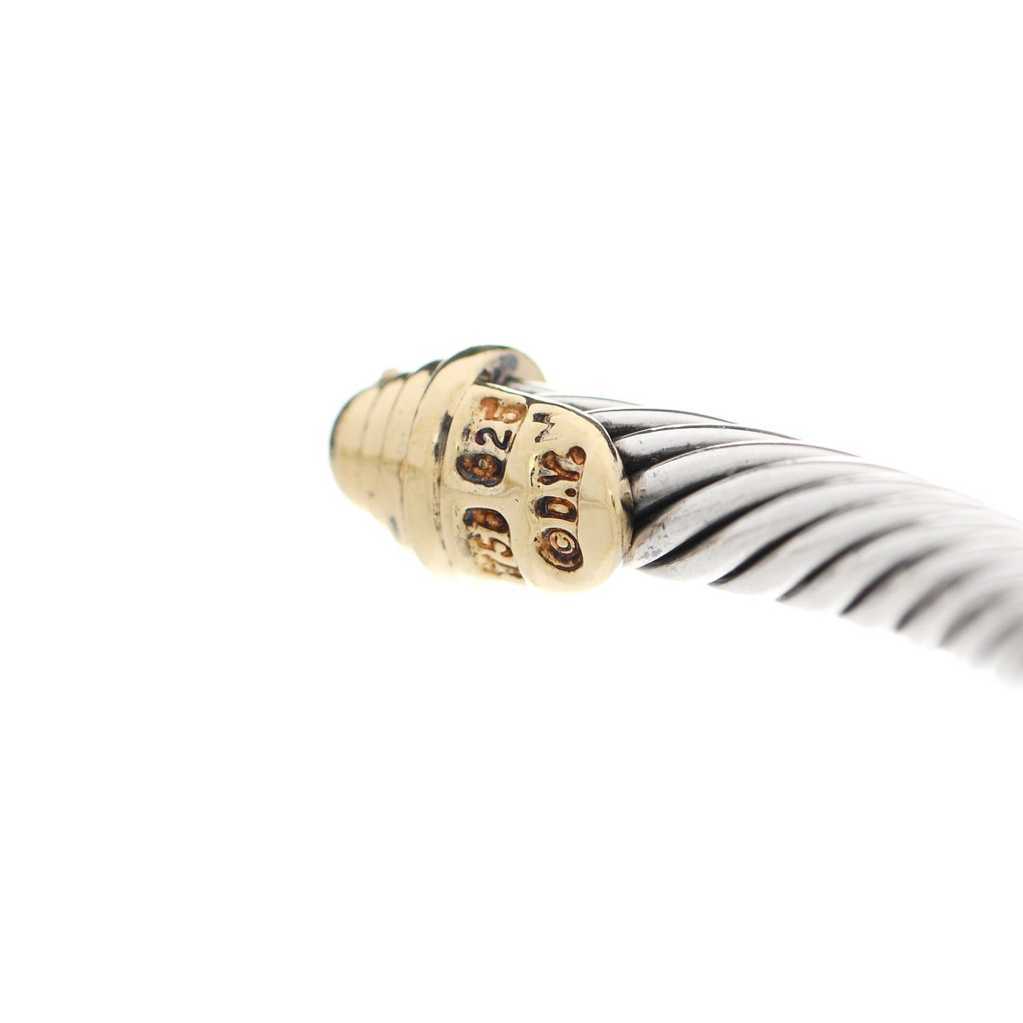 Sterling Silver 18K Yellow Gold Diamond 4mm Cable Kids Bracelet