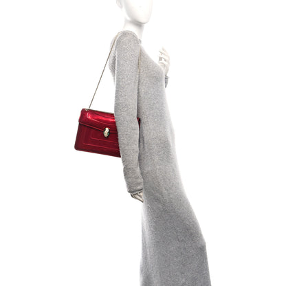 Bulgari Metallic Calfskin Serpenti Forever Shoulder Bag Red 2 of 12