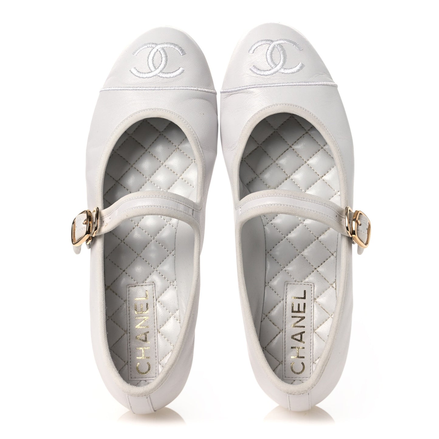 Lambskin Mary Jane Flats 39 White