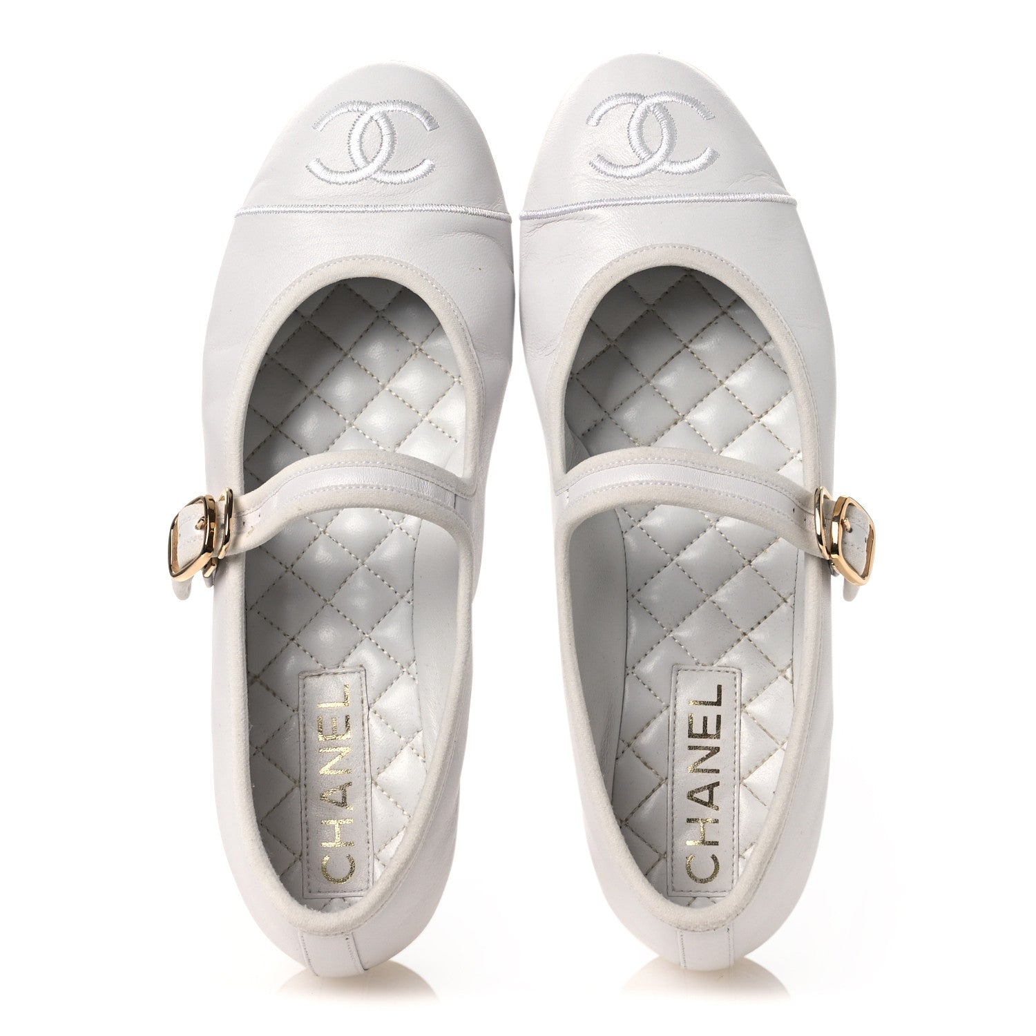 Chanel Lambskin Mary Jane Flats 39 White 2 of 14