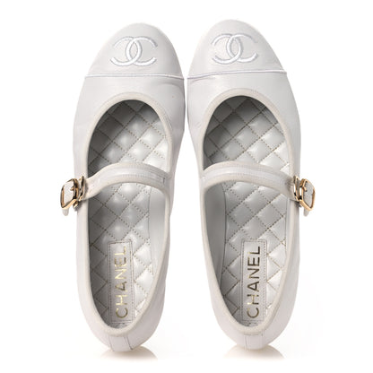 Chanel Lambskin Mary Jane Flats 39 White 2 of 14