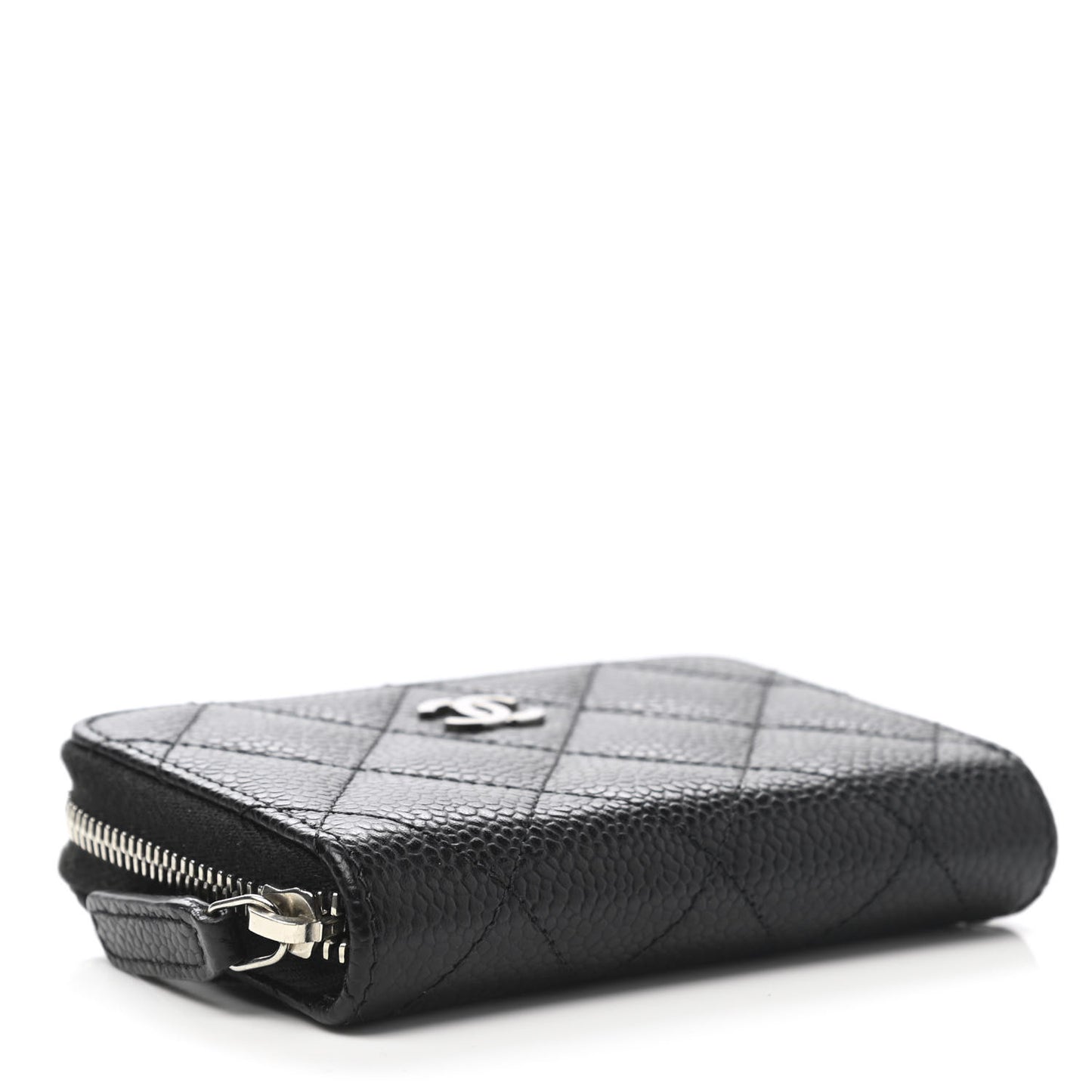 Caviar Quilted Zip Coin Purse Black