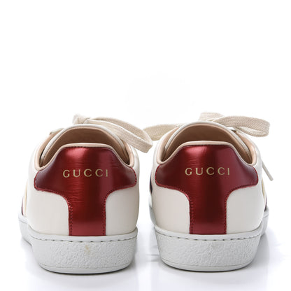 Gucci Calfskin Stripe Womens New Ace Sneakers 37.5 New Mystic White Ecru Red Flame 5 of 10