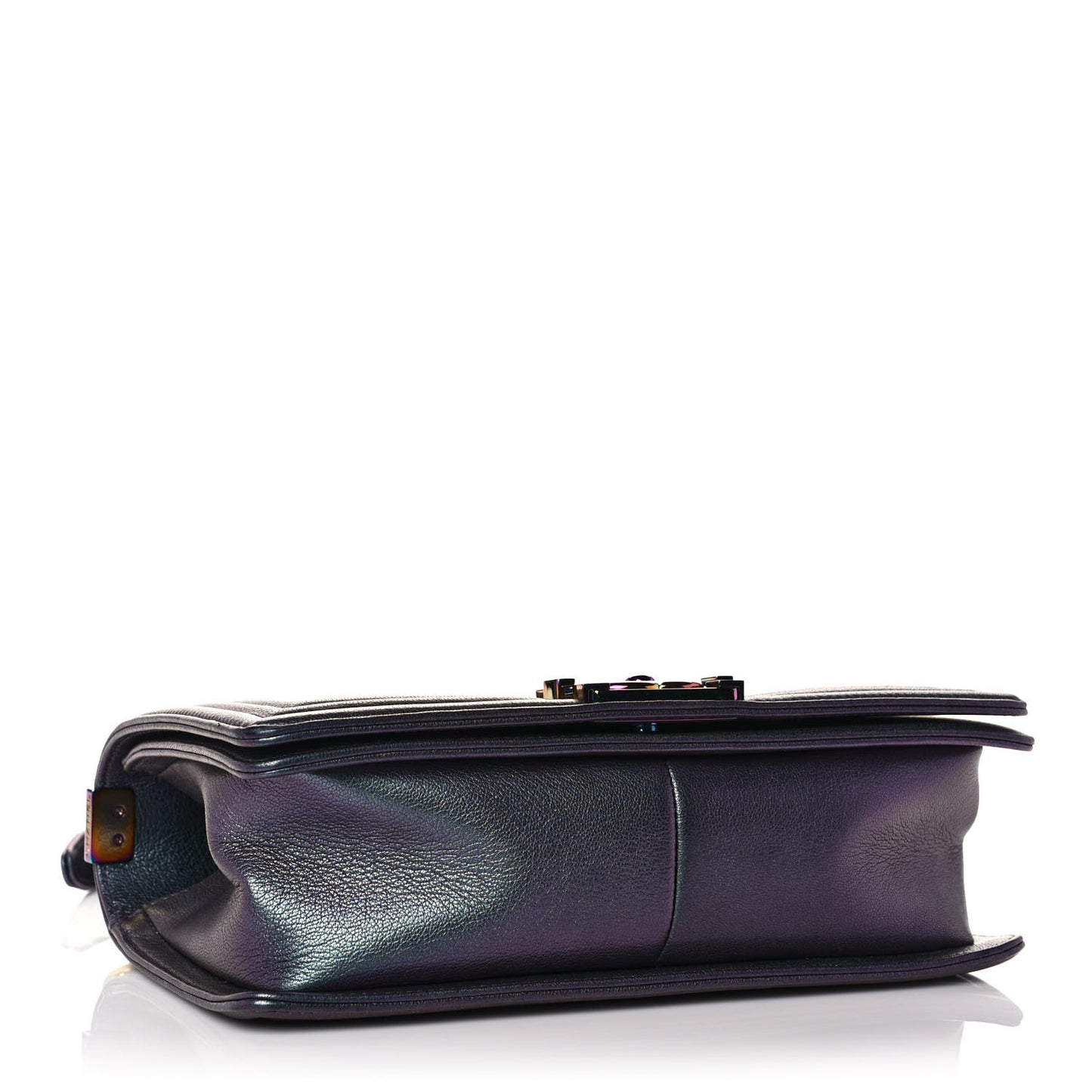 Iridescent Goatskin Quilted Medium Boy Flap Purple