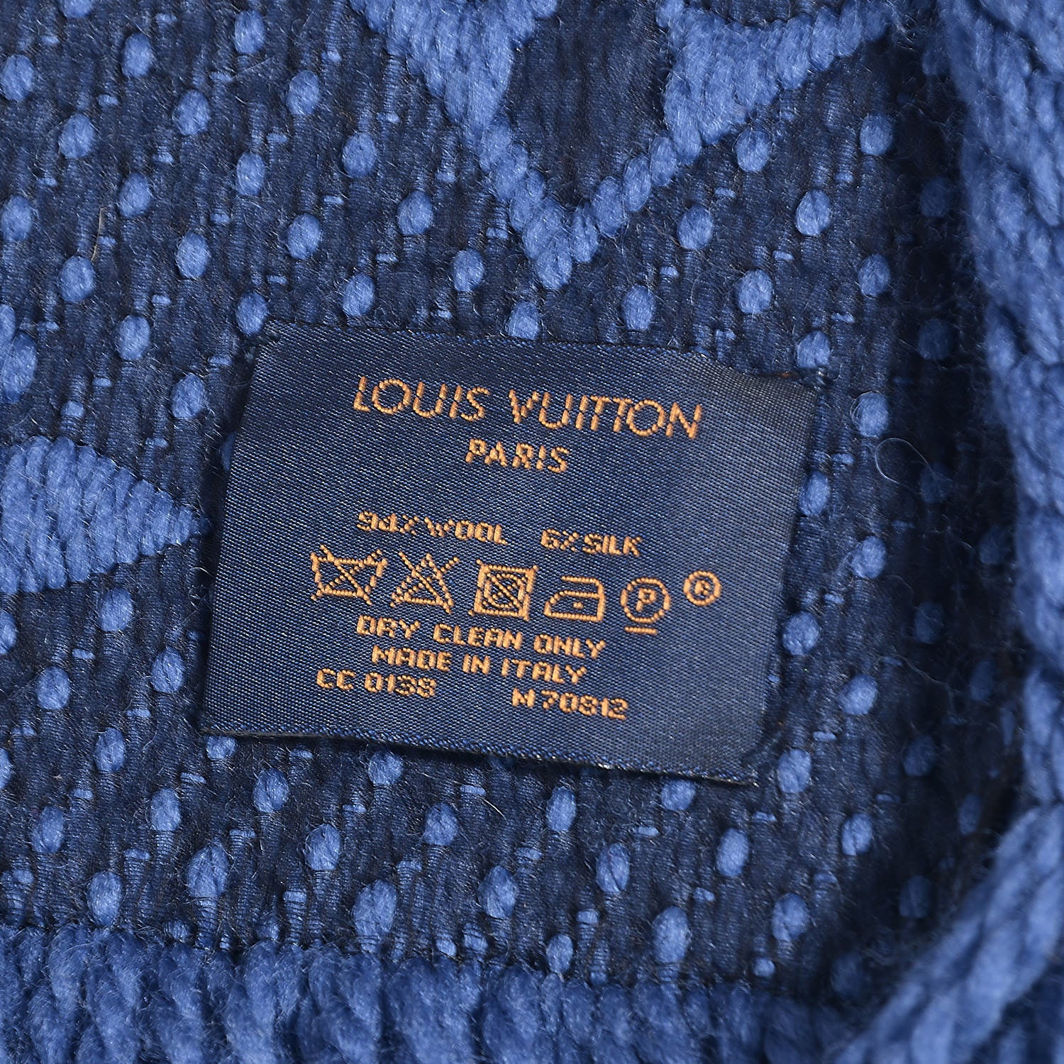 Louis Vuitton Wool Silk Logomania Scarf Denim Dark 4 of 4