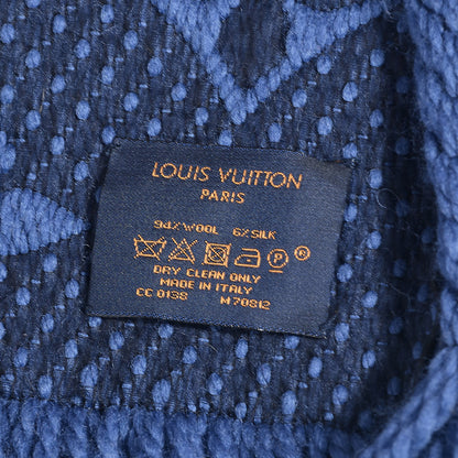 Louis Vuitton Wool Silk Logomania Scarf Denim Dark 4 of 4