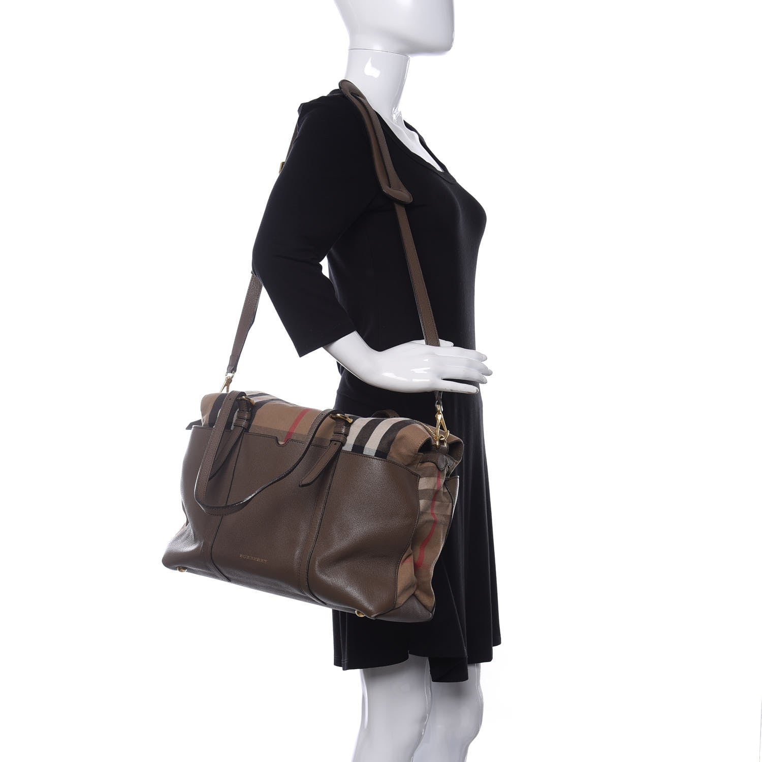 Burberry Grainy Calfskin House Check Mason Diaper Tote Tan 2 of 13