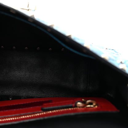 Valentino Garavani Metallic Wrinkled Lambskin Medium Rockstud Spike Shoulder Bag Peacock 5 of 9