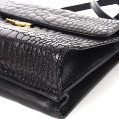 Fendi Nappa Calfskin Crocodile Trapuntata Demi Jour Shoulder Bag Black 15 of 19