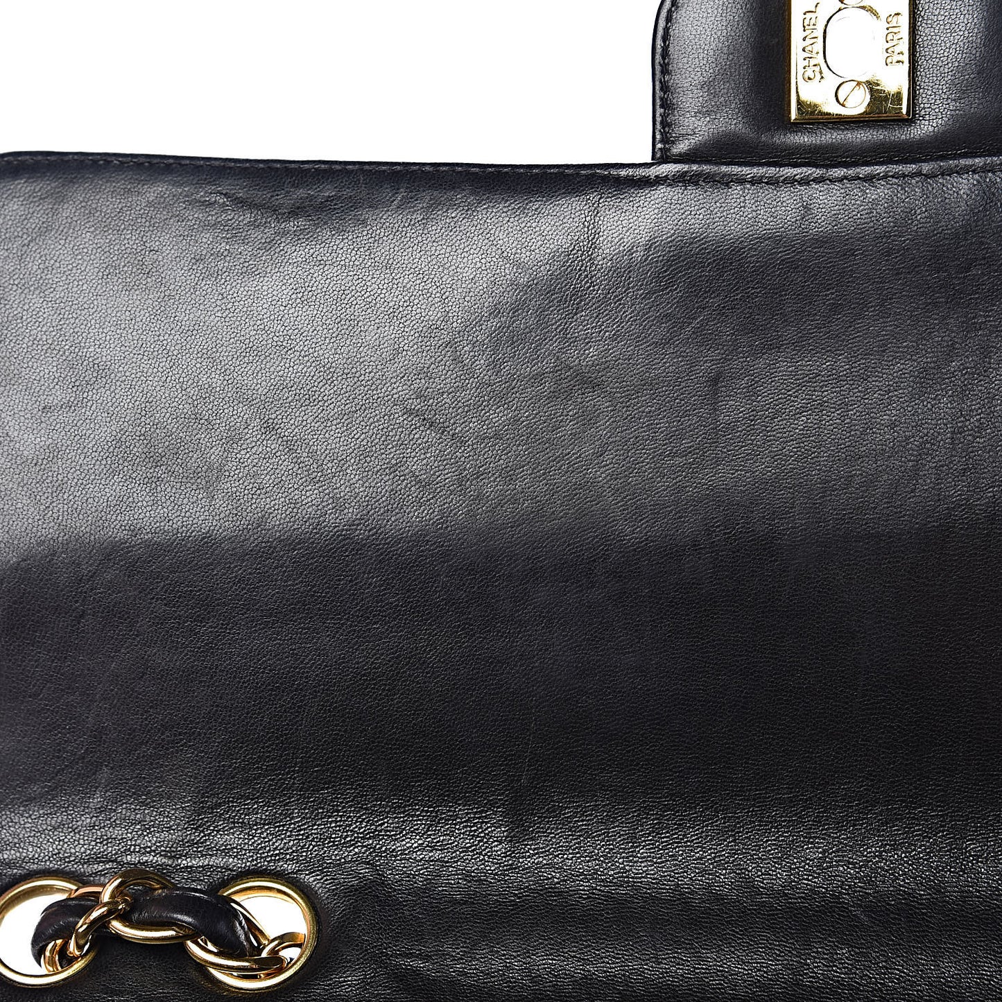 Lambskin Quilted Jumbo Single Flap Black
