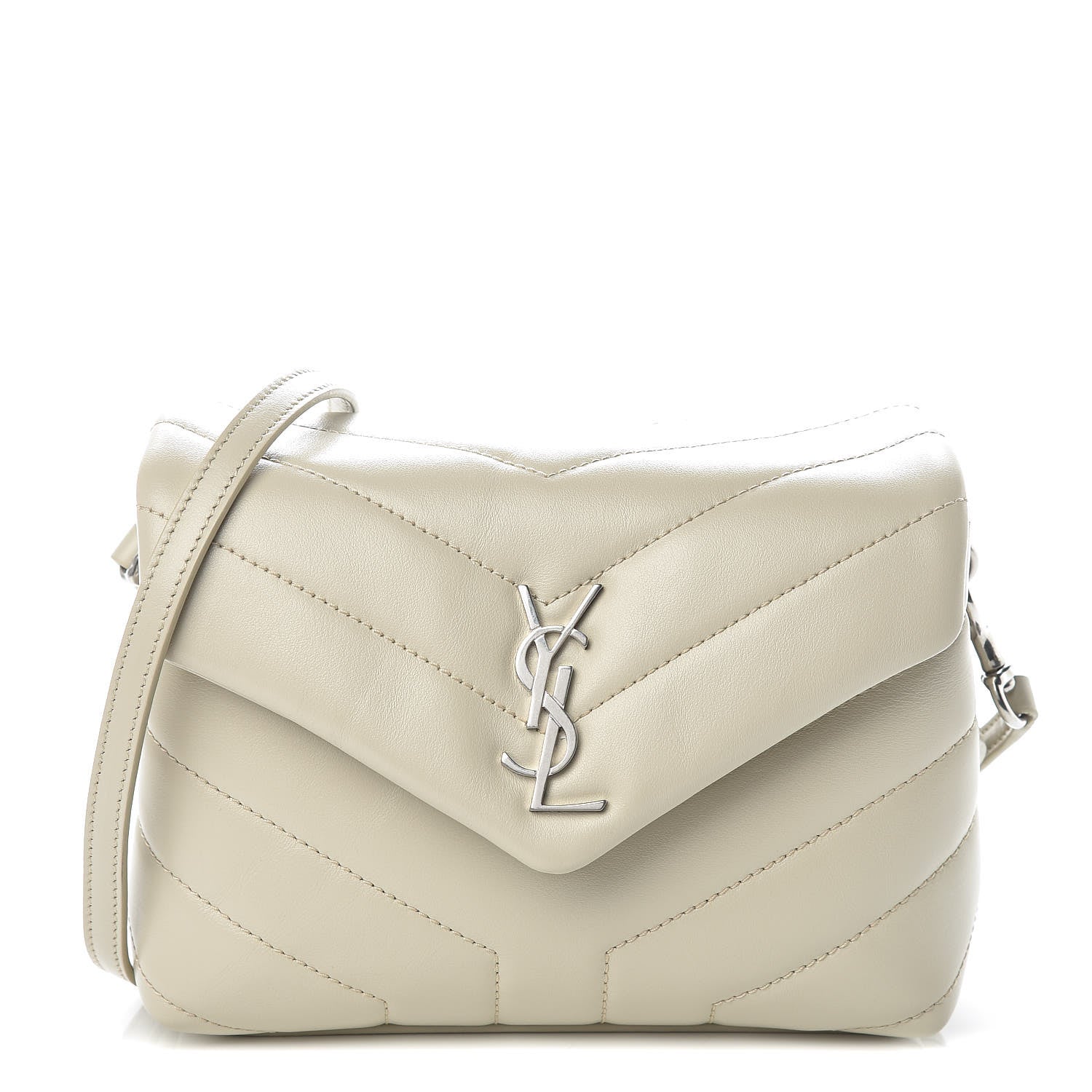 Saint Laurent Calfskin Y Quilted Monogram Toy Loulou Crossbody Bag Ivory 1 of 9
