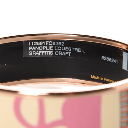 Hermes Enamel Printed Wide Panoplie Equestre Bracelet 62 Graffitis Kraft 3 of 5