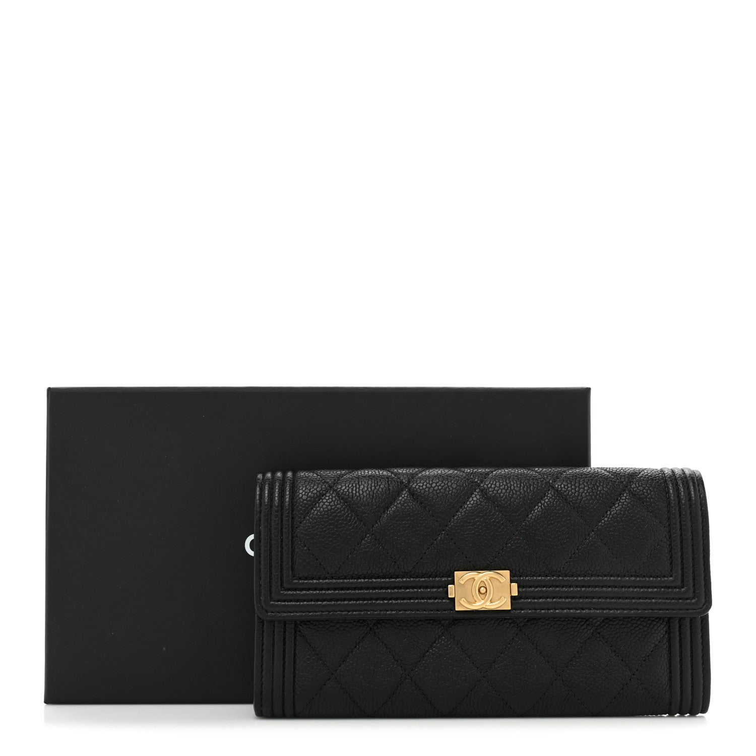 Chanel Caviar Quilted Large Boy Gusset Flap Wallet Black 15 of 15