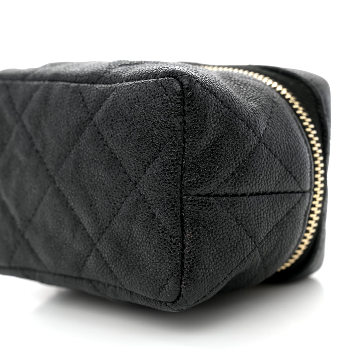 Caviar Quilted Mini Top Handle Vanity With Chain Black