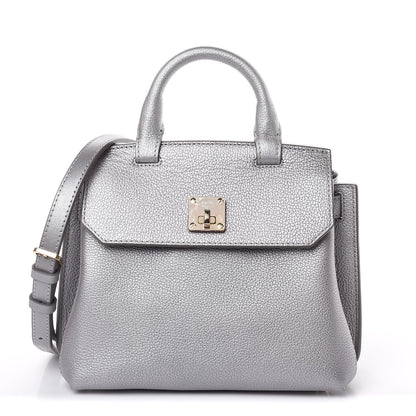 MCM Metallic Grained Calfskin Mini Milla Crossbody Silver 1 of 8