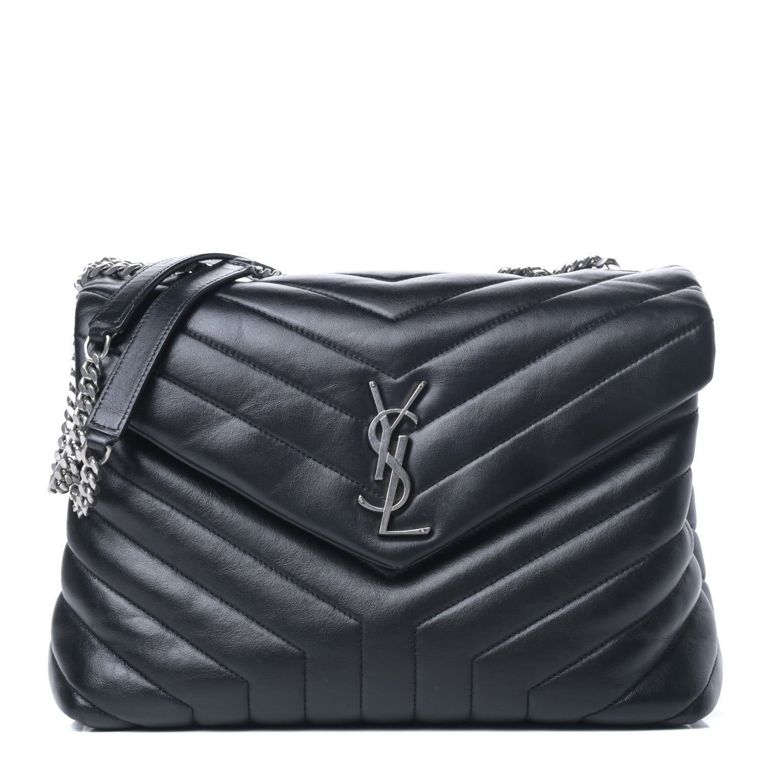 Saint Laurent Calfskin Y Quilted Monogram Medium Loulou Chain Satchel Black 1 of 8