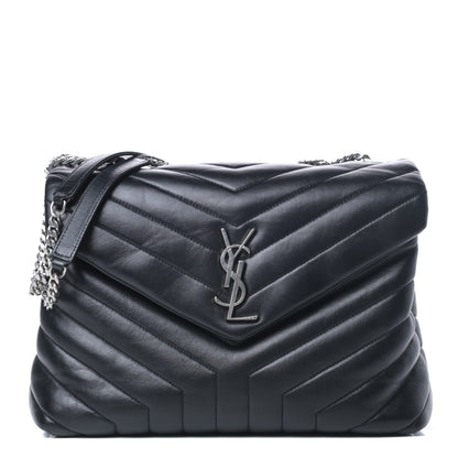 Saint Laurent Calfskin Y Quilted Monogram Medium Loulou Chain Satchel Black 1 of 8