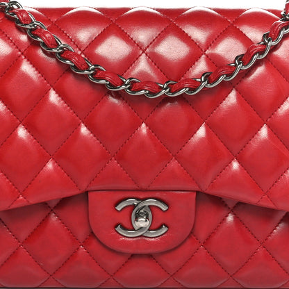 Chanel Lambskin Quilted Jumbo Double Flap Red 7 of 9
