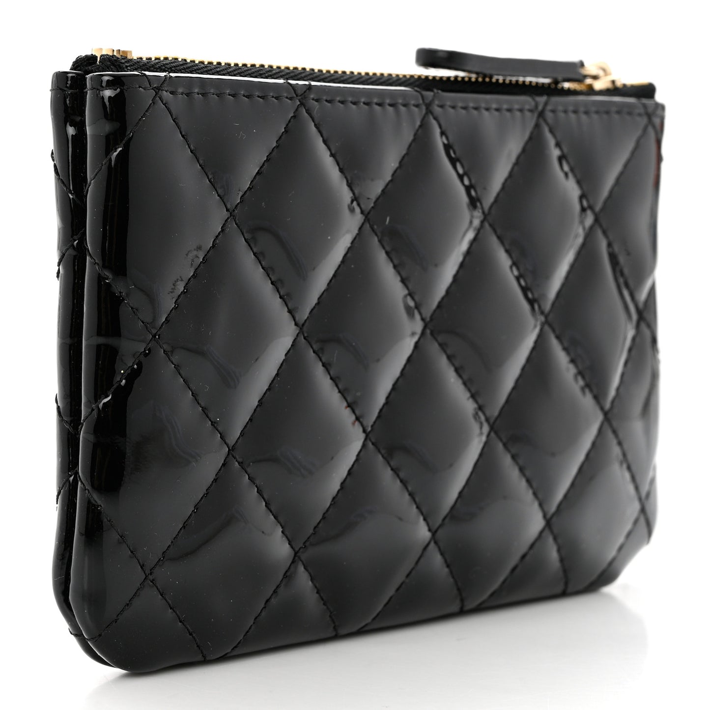 Patent Quilted Small Cosmetic Case Black
