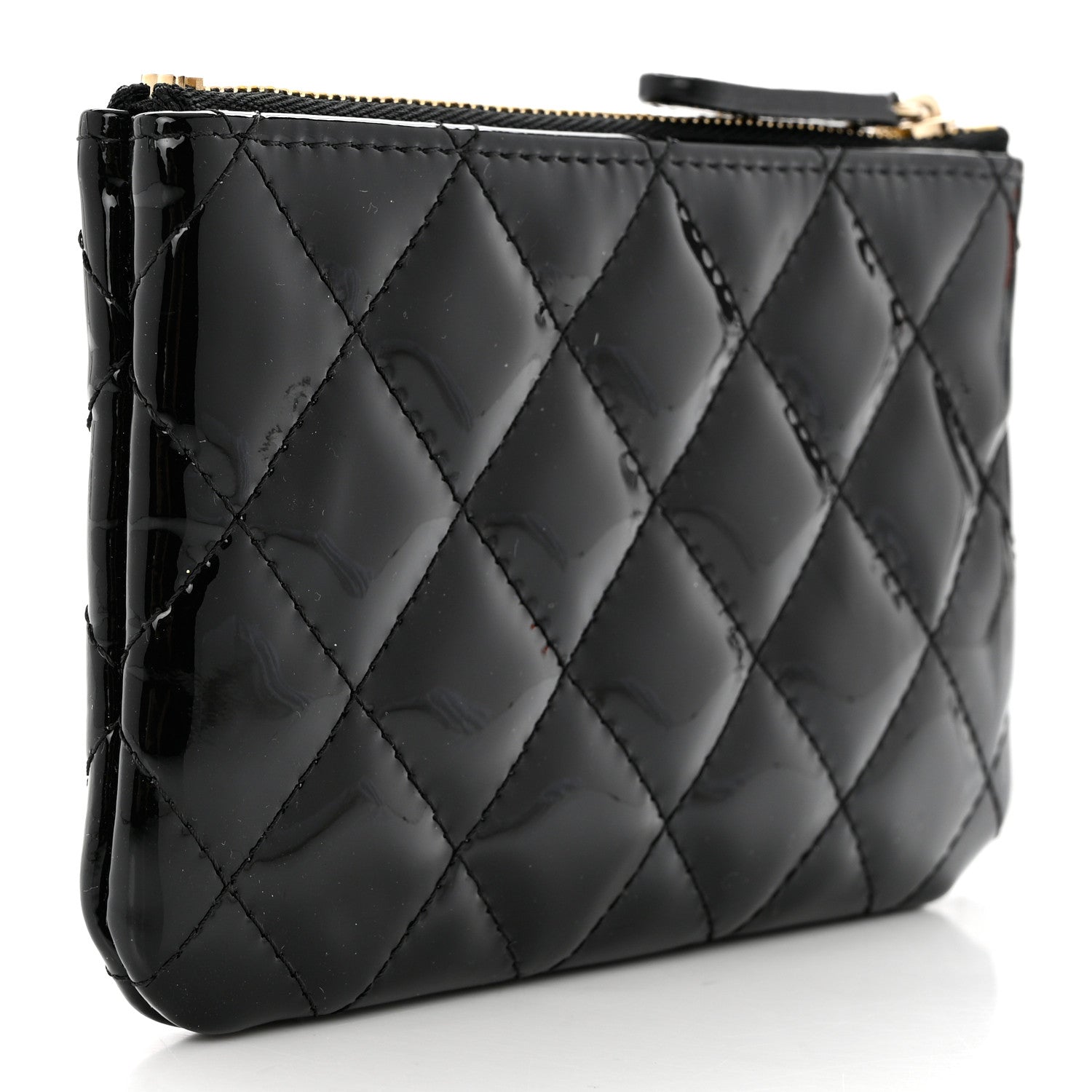 Chanel Patent Quilted Small Cosmetic Case Black 3 of 8
