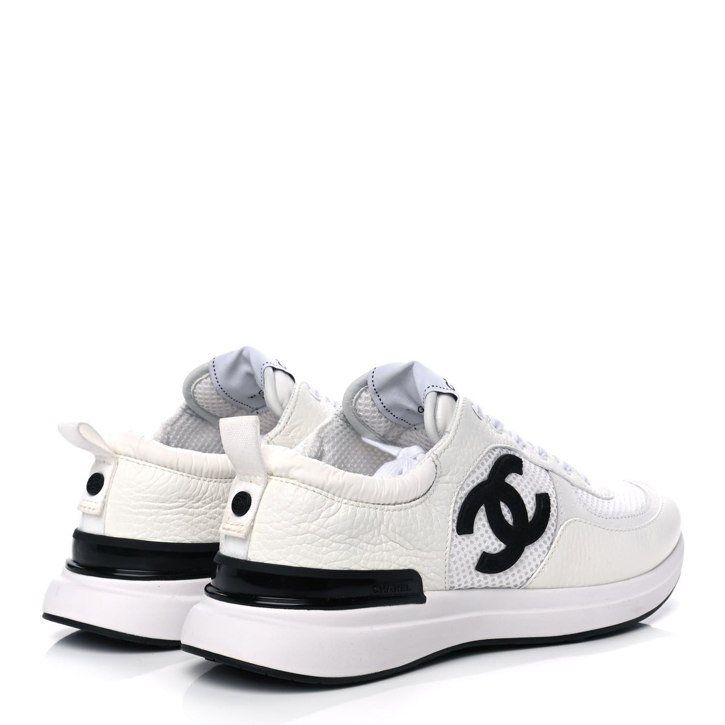 Calfskin Mesh Lycra Suede Womens Logo Sneakers 40 White