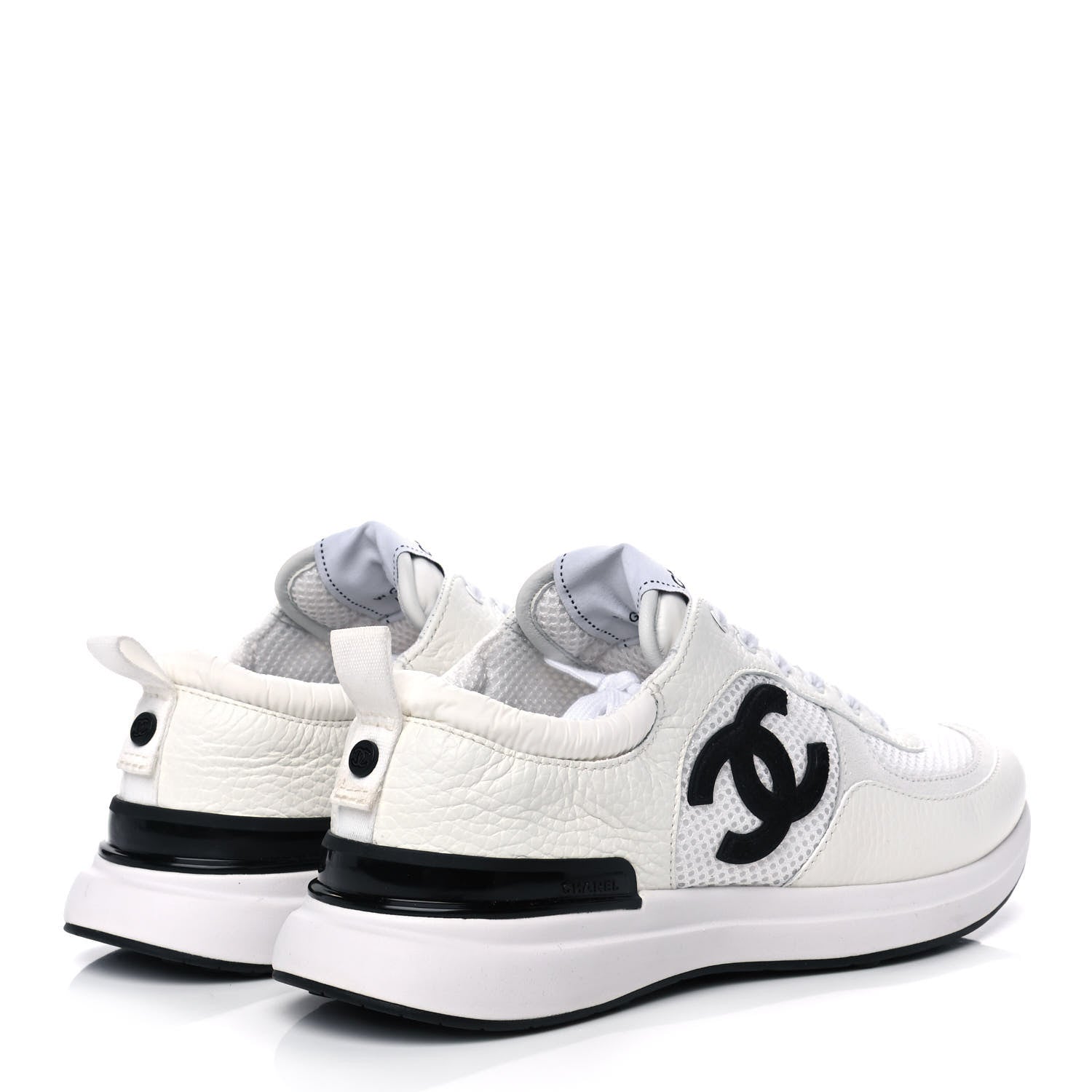 Chanel Calfskin Mesh Lycra Suede Womens Logo Sneakers 40 White 4 of 9