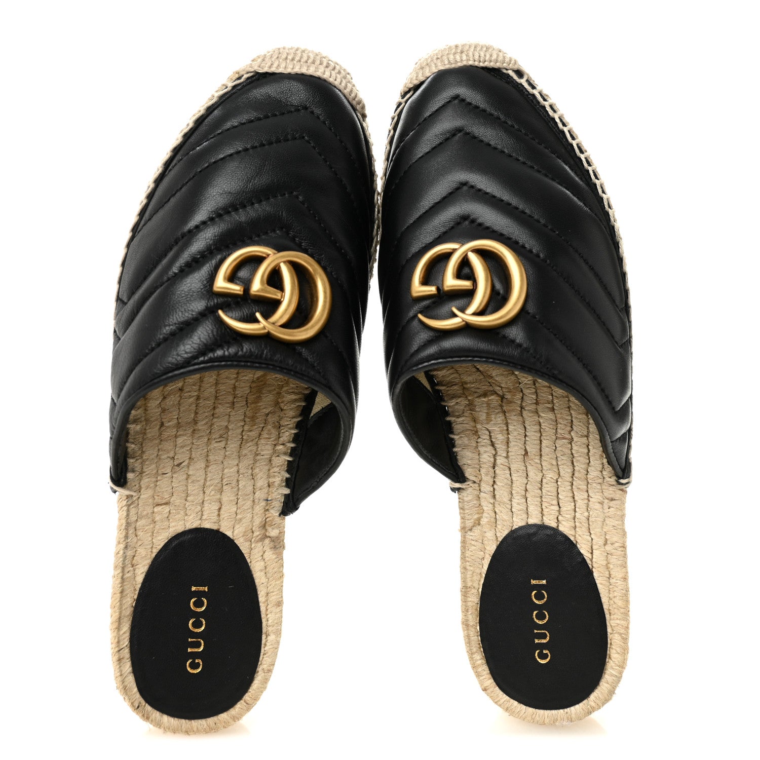 Gucci Nappa Matelasse GG Marmont Espadrille Slippers 36 Black 2 of 10