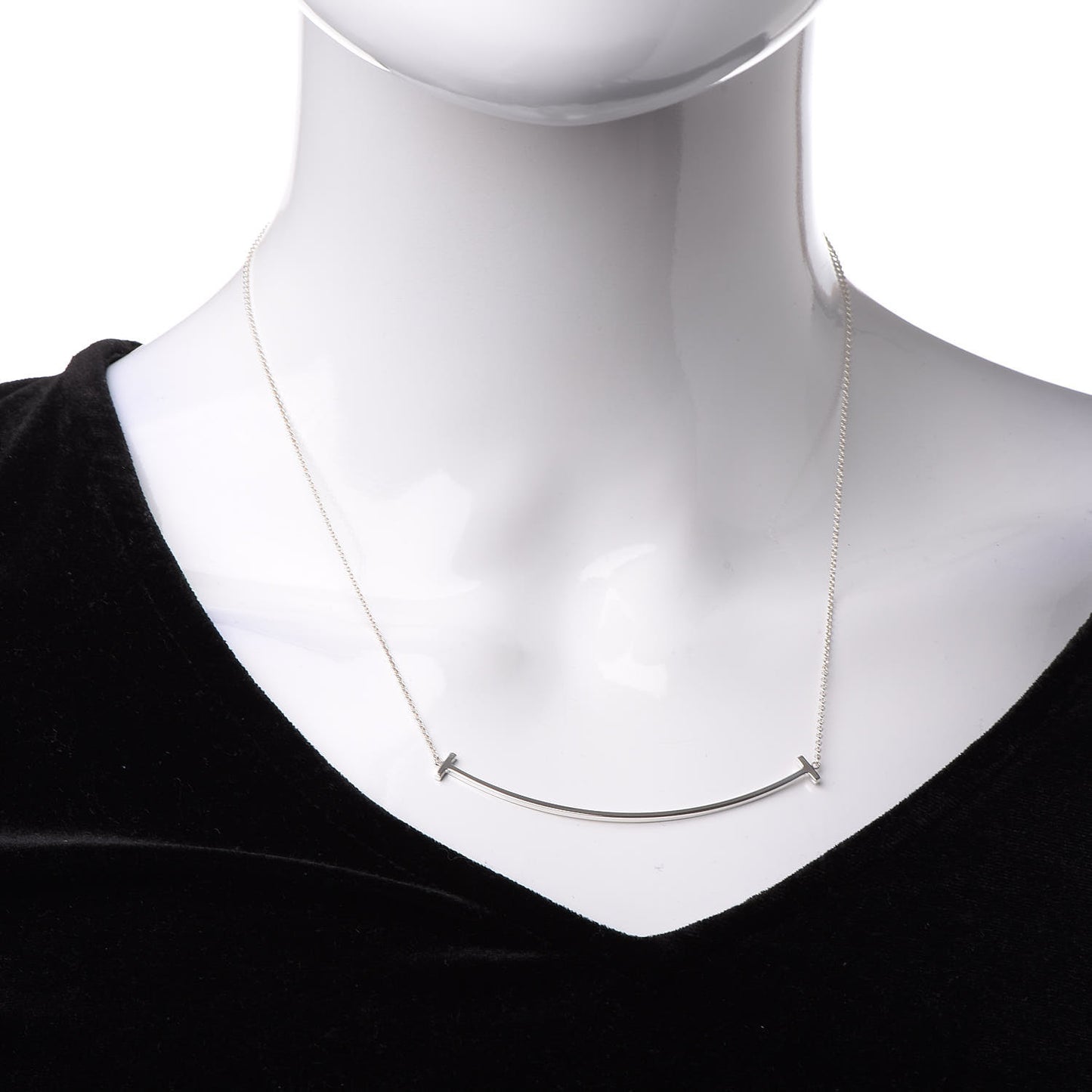 Sterling Silver Large T Smile Pendant Necklace