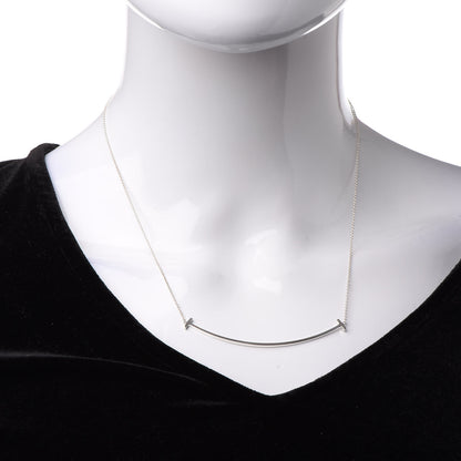 Tiffany Sterling Silver Large T Smile Pendant Necklace 2 of 8