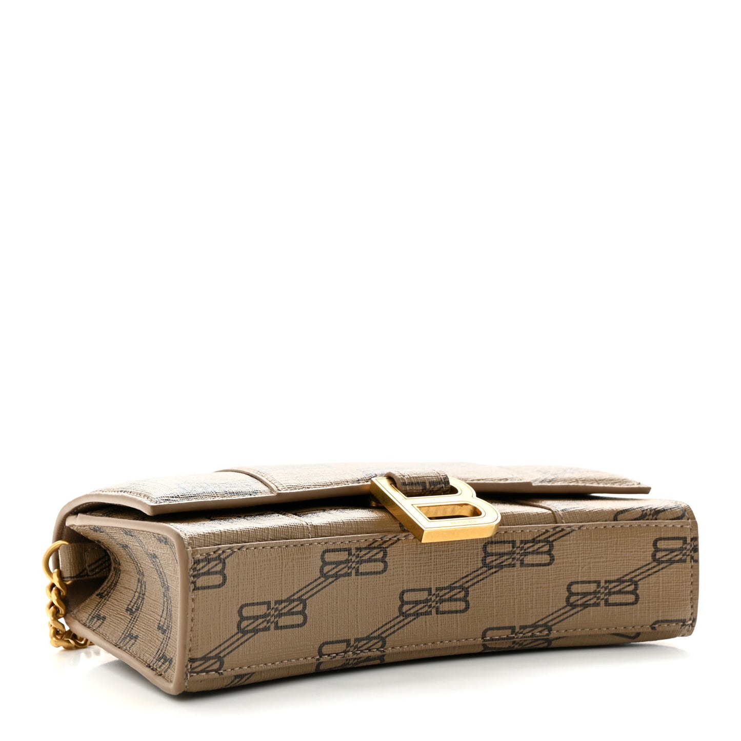 Coated Canvas BB Monogram Hourglass Chain Bag Beige Brown