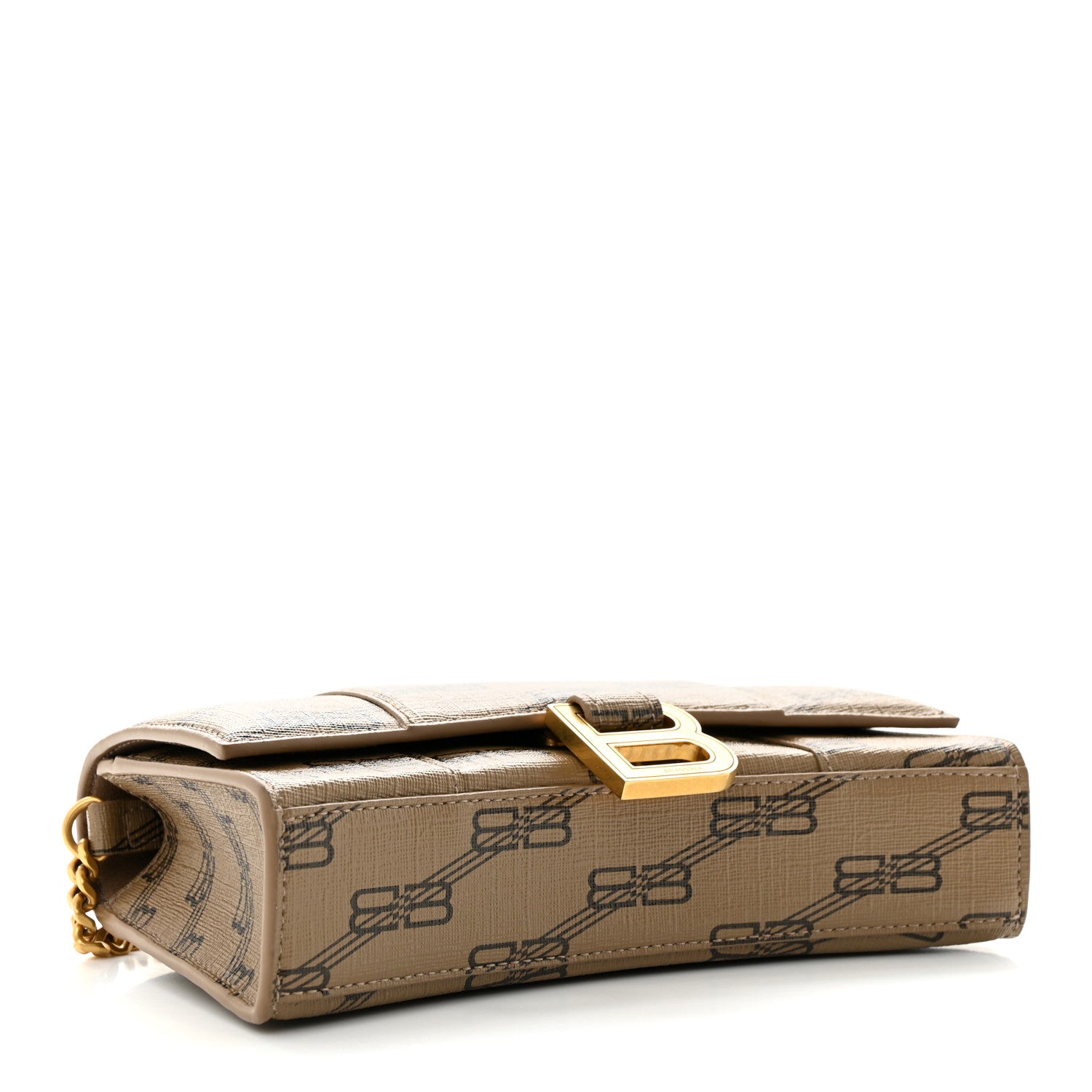 Balenciaga Coated Canvas BB Monogram Hourglass Chain Bag Beige Brown 4 of 13