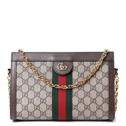 Gucci GG Supreme Monogram Web Small Ophidia Chain Shoulder Bag Brown 1 of 4