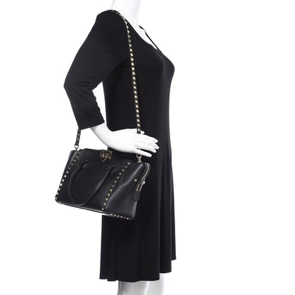 Valentino Garavani Vitello Small Rockstud Double Handle Tote Black 2 of 12