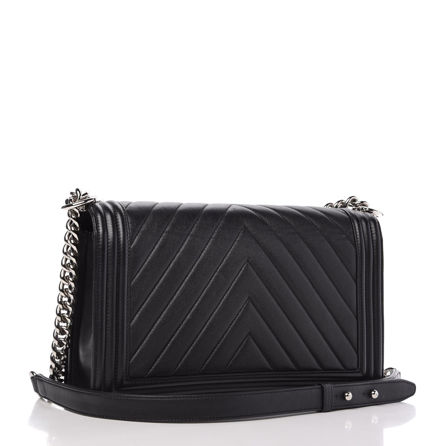 Calfskin Chevron Quilted New Medium Boy Flap Black