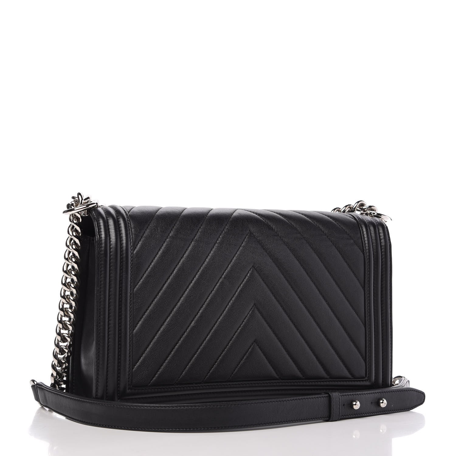 Chanel Calfskin Chevron Quilted New Medium Boy Flap Black 4 of 11