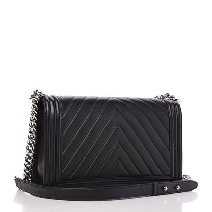Chanel Calfskin Chevron Quilted New Medium Boy Flap Black 4 of 11
