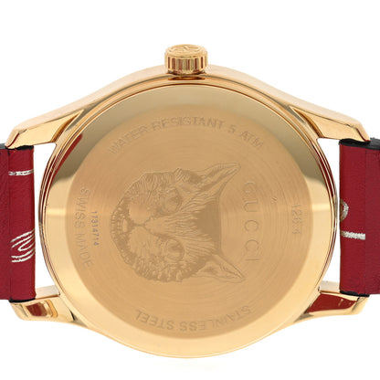 Gucci Stainless Steel Calfskin 38mm G-Timeless Butterfly Quartz Watch Red 4 of 5