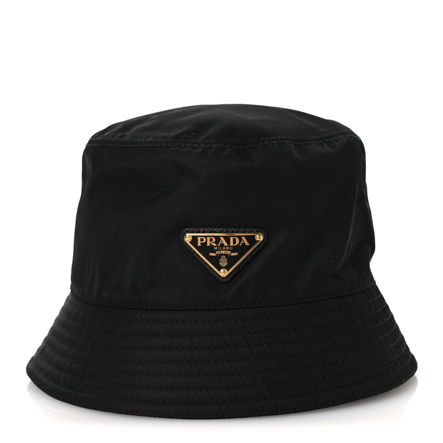 Re-Nylon Metal Triangle Logo Womens Bucket Hat M Black